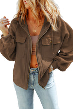 Load image into Gallery viewer, Green Flap Pockets Bishop Sleeve Zip Up Hoodie Jacket