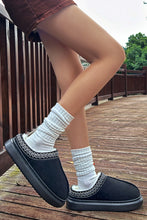 Load image into Gallery viewer, Black Contrast Edge Suede Plush Lined Thick Sole Winter Slippers