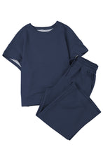 Load image into Gallery viewer, Gray Textured Loose Fit T Shirt & Drawstring Pants Set