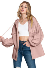 Load image into Gallery viewer, Green Flap Pockets Bishop Sleeve Zip Up Hoodie Jacket