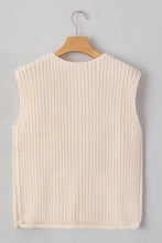 Load image into Gallery viewer, White Solid Textured Knit Side Pockets Buttoned Sweater Vest