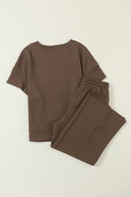 Load image into Gallery viewer, Gray Textured Loose Fit T Shirt & Drawstring Pants Set