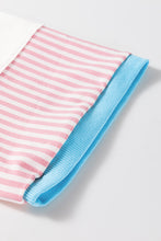 Load image into Gallery viewer, Khaki Stripe Patchwork Bracelet Sleeve Plus Size T Shirt