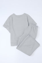 Load image into Gallery viewer, Gray Textured Loose Fit T Shirt & Drawstring Pants Set