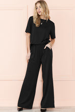 Load image into Gallery viewer, Smoke Gray Solid Color T-Shirt and Wide Leg Pants Set