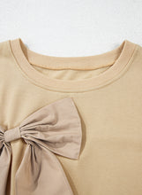 Load image into Gallery viewer, Parchment Ruffle Short Sleeve Bowknot Applique Plus Size Top