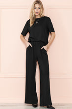 Load image into Gallery viewer, Smoke Gray Solid Color T-Shirt and Wide Leg Pants Set