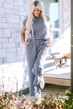 Load image into Gallery viewer, Real Teal Quilted Short Sleeve Wide Leg Pants Set