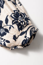 Load image into Gallery viewer, Black Boho Floral Pleated V Neck Lantern Sleeve Shirt