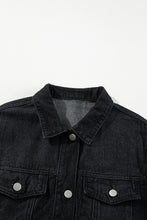 Load image into Gallery viewer, Peacock Blue Raw Edge Bell Short Sleeve Denim Jacket