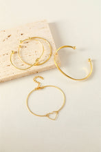 Load image into Gallery viewer, Gold Heart Geometric Knot Open Cuff Bracelet 4-piece Set