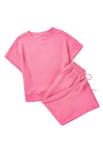 Load image into Gallery viewer, Gray Textured Loose Fit T Shirt & Drawstring Pants Set