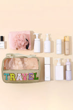 Load image into Gallery viewer, Black TRAVEL Chenille Letter Clear PVC Makeup Bag