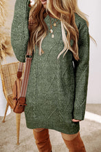 Load image into Gallery viewer, Mist Green Cable Knit Drop Shoulder Loose Fit Sweater Dress