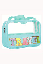 Load image into Gallery viewer, Black TRAVEL Chenille Letter Clear PVC Makeup Bag