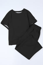 Load image into Gallery viewer, Gray Textured Loose Fit T Shirt & Drawstring Pants Set