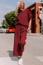 Load image into Gallery viewer, Gray Textured Loose Fit T Shirt & Drawstring Pants Set
