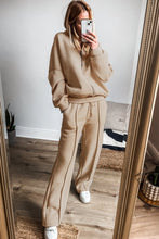 Load image into Gallery viewer, Apricot Solid Seamed Zipper Jacket and Drawstring Waist Pants Set