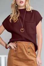 Load image into Gallery viewer, Pink Patch Pocket Ribbed Knit Short Sleeve Sweater