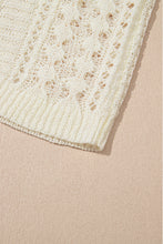 Load image into Gallery viewer, White Hollow Out Knit Bracelet Sleeve Drop Shoulder Sweater