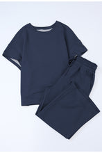 Load image into Gallery viewer, Gray Textured Loose Fit T Shirt & Drawstring Pants Set