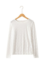 Load image into Gallery viewer, White Bow Pattern Long Sleeve Slim Fit Mesh Top