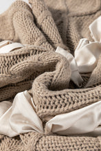 Load image into Gallery viewer, Black Satin Bowknot Cable Knit Top