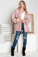 Load image into Gallery viewer, Green Flap Pockets Bishop Sleeve Zip Up Hoodie Jacket