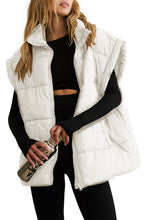 Load image into Gallery viewer, Black Solid Zipper Stand Neck Oversized Puffer Vest