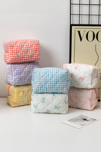 Load image into Gallery viewer, White Sweet Bow Knot Print Quilted Zipper Cosmetic Bag