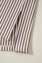 Load image into Gallery viewer, Khaki Stripe Patchwork Bracelet Sleeve Plus Size T Shirt