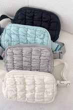 Load image into Gallery viewer, White Quilted Puffer Belt Zipper Crossbody Bags