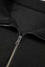 Load image into Gallery viewer, Black Plus Ruffled Sleeve Quarter Zip Top & Wide Leg Pants Set