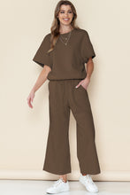 Load image into Gallery viewer, Gray Textured Loose Fit T Shirt & Drawstring Pants Set