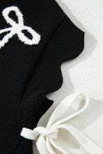 Load image into Gallery viewer, Black Bow Print Side Tie Scalloped Hem Knit Top