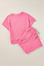 Load image into Gallery viewer, Gray Textured Loose Fit T Shirt & Drawstring Pants Set