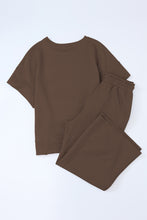 Load image into Gallery viewer, Gray Textured Loose Fit T Shirt & Drawstring Pants Set
