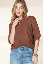 Load image into Gallery viewer, Coffee Mock Neck Short Batwing Sleeve Sweater