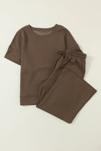 Load image into Gallery viewer, Gray Textured Loose Fit T Shirt & Drawstring Pants Set