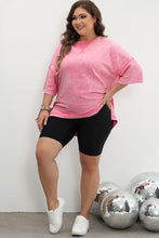 Load image into Gallery viewer, Light Grey Mineral Wash Drop Sleeve Patchwork Plus Size Tee