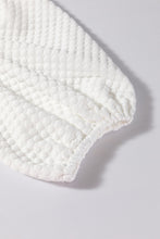 Load image into Gallery viewer, White Solid Textured O Neck Puff Sleeve Blouse