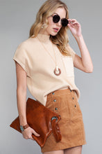 Load image into Gallery viewer, Pink Patch Pocket Ribbed Knit Short Sleeve Sweater