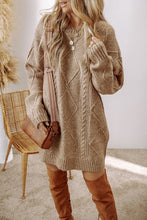 Load image into Gallery viewer, Parchment Cable Knit Drop Shoulder Loose Fit Sweater Dress