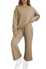 Load image into Gallery viewer, Dark Khaki Textured Loose Slouchy Long Sleeve Top and Pants Set
