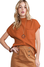 Load image into Gallery viewer, Pink Patch Pocket Ribbed Knit Short Sleeve Sweater