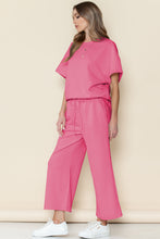 Load image into Gallery viewer, Gray Textured Loose Fit T Shirt & Drawstring Pants Set