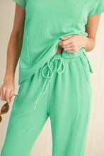 Load image into Gallery viewer, Wild Wind Solid Corded Short Sleeve T Shirt and Wide Leg Pants Set