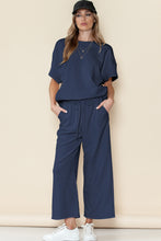 Load image into Gallery viewer, Gray Textured Loose Fit T Shirt & Drawstring Pants Set