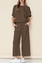Load image into Gallery viewer, Gray Textured Loose Fit T Shirt & Drawstring Pants Set