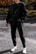 Load image into Gallery viewer, Black Solid Color High Low Pullover and Skinny Pants Set